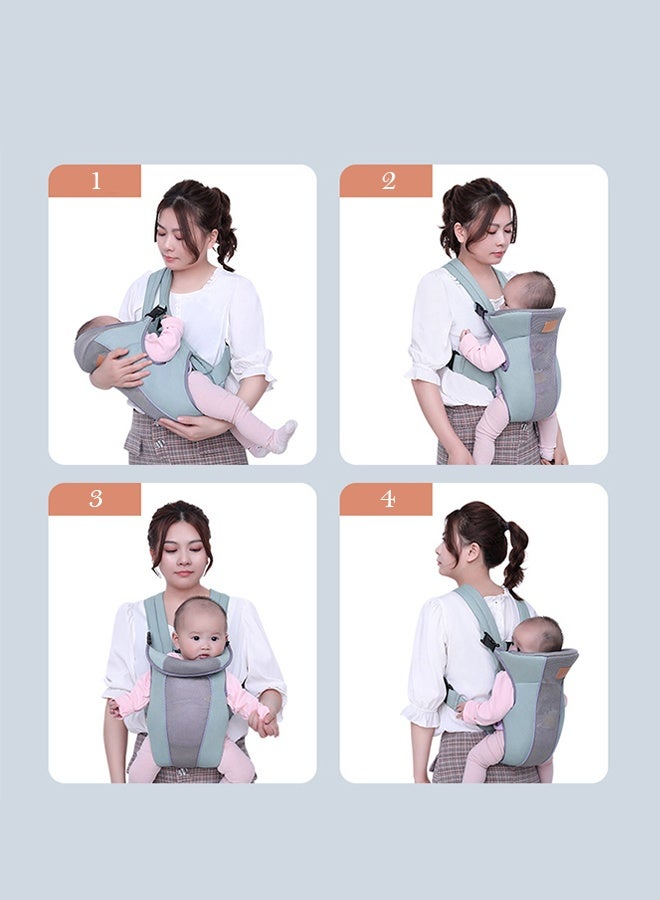 MANBO Adjustable Baby Wrap Carrier - Breathable Ergonomic Sling for Newborn to Toddler 0-15kg, Front/Back Carry, One Size Fits All - Image 2
